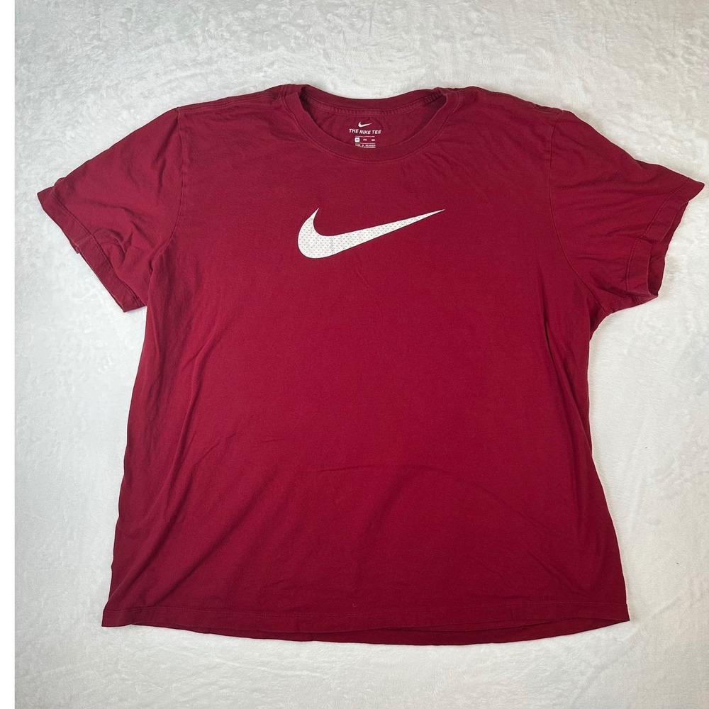 Nike Swoosh Logo Graphic T-Shirt Mens 3XL Burgundy Red Short Sleeve Athletic Tee